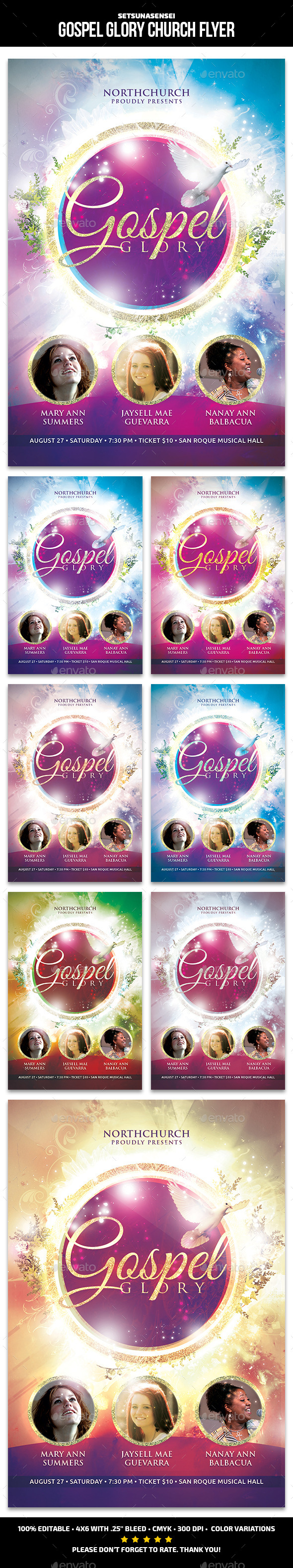 Gospel Glory Church Flyer - Church Flyers