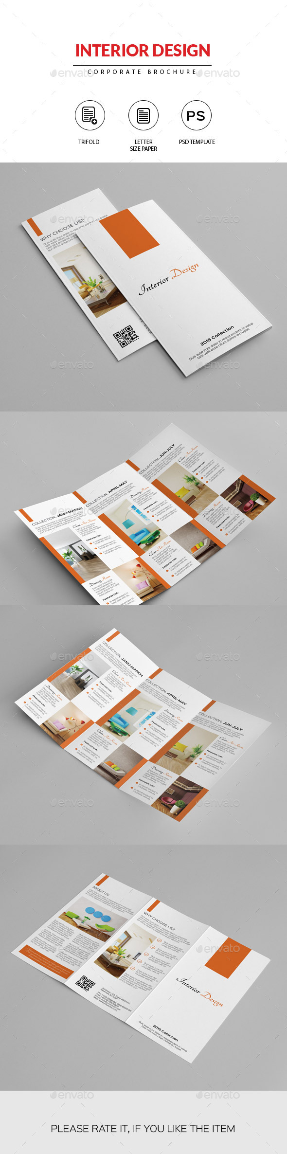 Minimal Trifold Brochure for Interior Design - Corporate Brochures