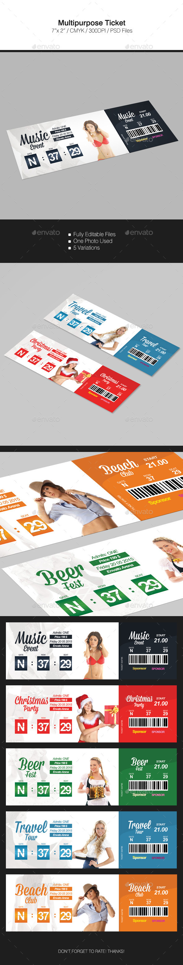 MultipurposeTicket - Cards & Invites Print Templates
