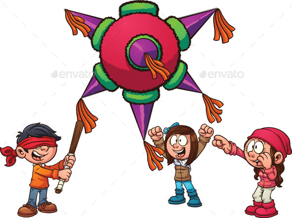 Kids with Pinata - People Characters