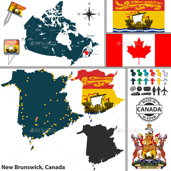 Map of New Brunswick, Canada - Travel Conceptual