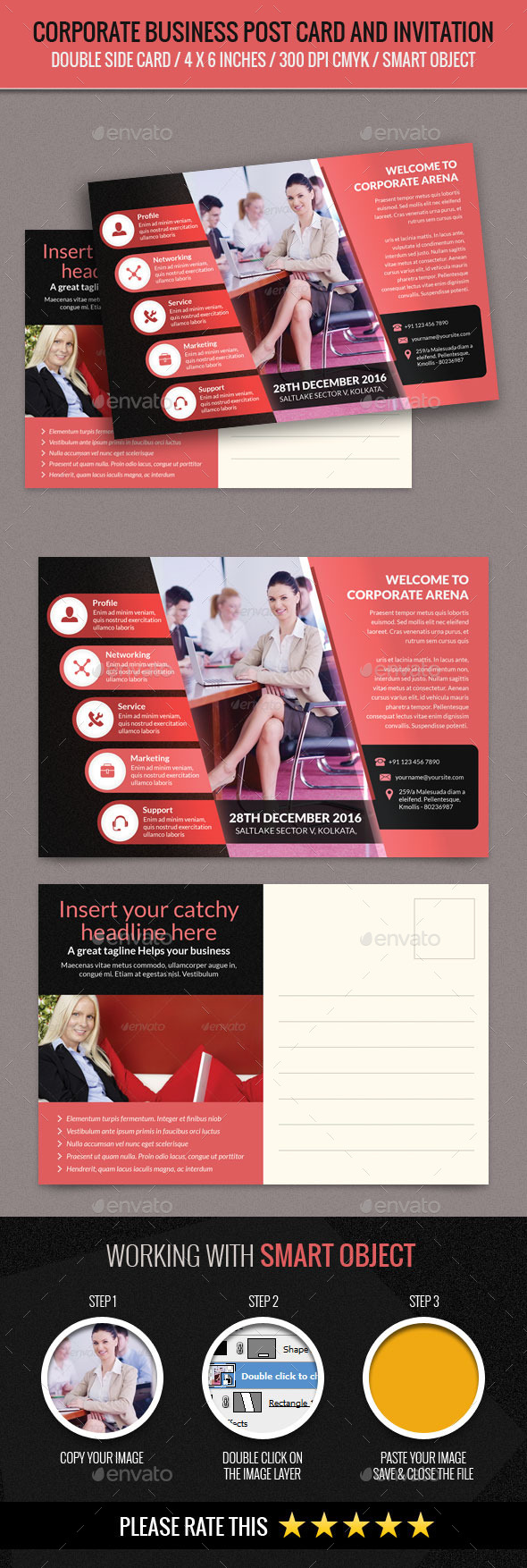 Corporate and Business Post Card Template - Cards & Invites Print Templates