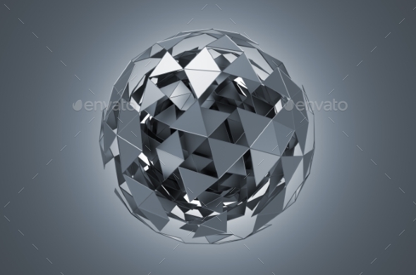 Low Poly Metal Sphere With Chaotic Structure - Tech / Futuristic Backgrounds