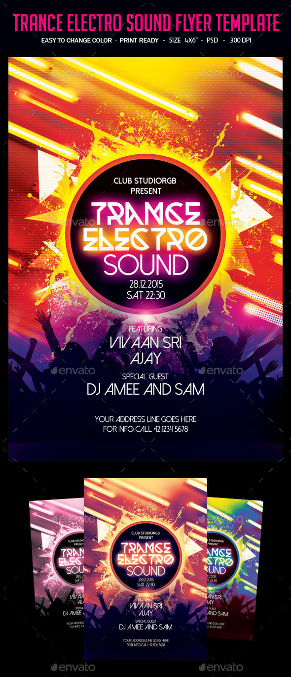 Trance Electro Sound Flyer Template - Clubs & Parties Events