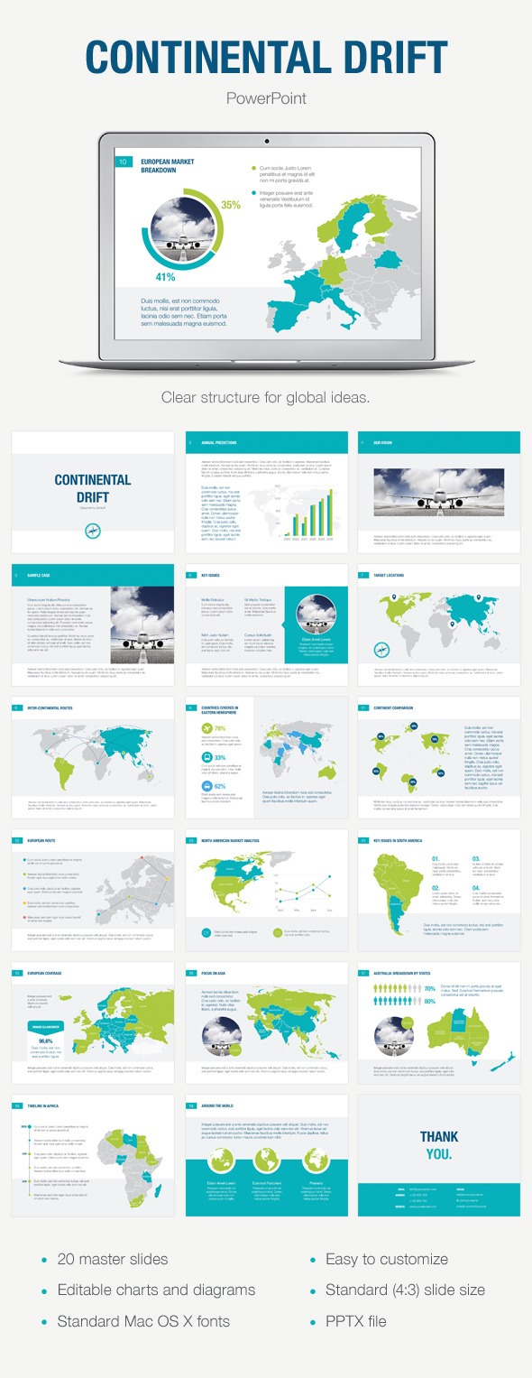 Continental Drift PowerPoint Template - Abstract PowerPoint Templates