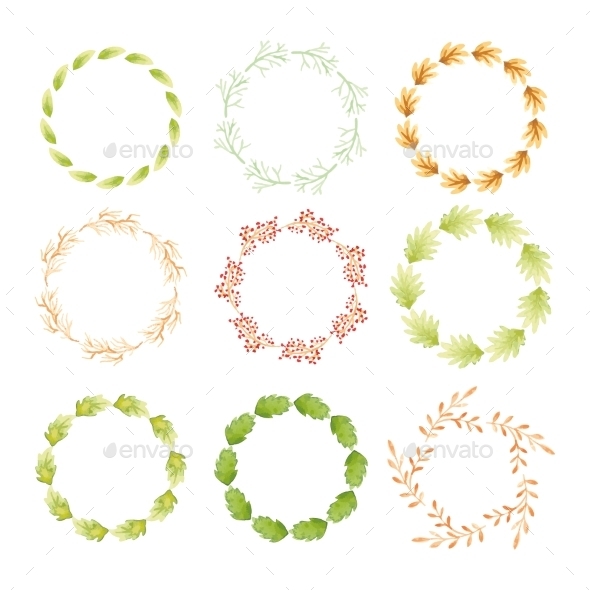 Watercolor Wreaths - Flowers & Plants Nature