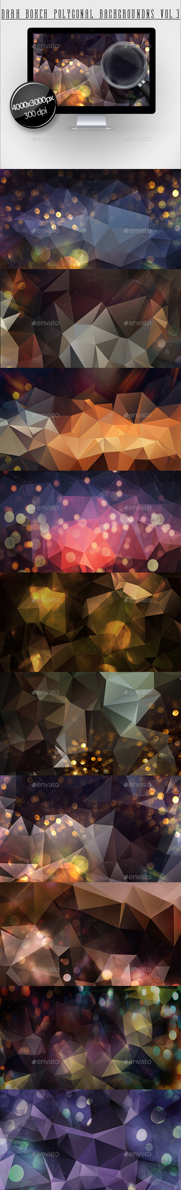Dark Bokeh Polygonal Backgrounds Vol.3 - Abstract Backgrounds