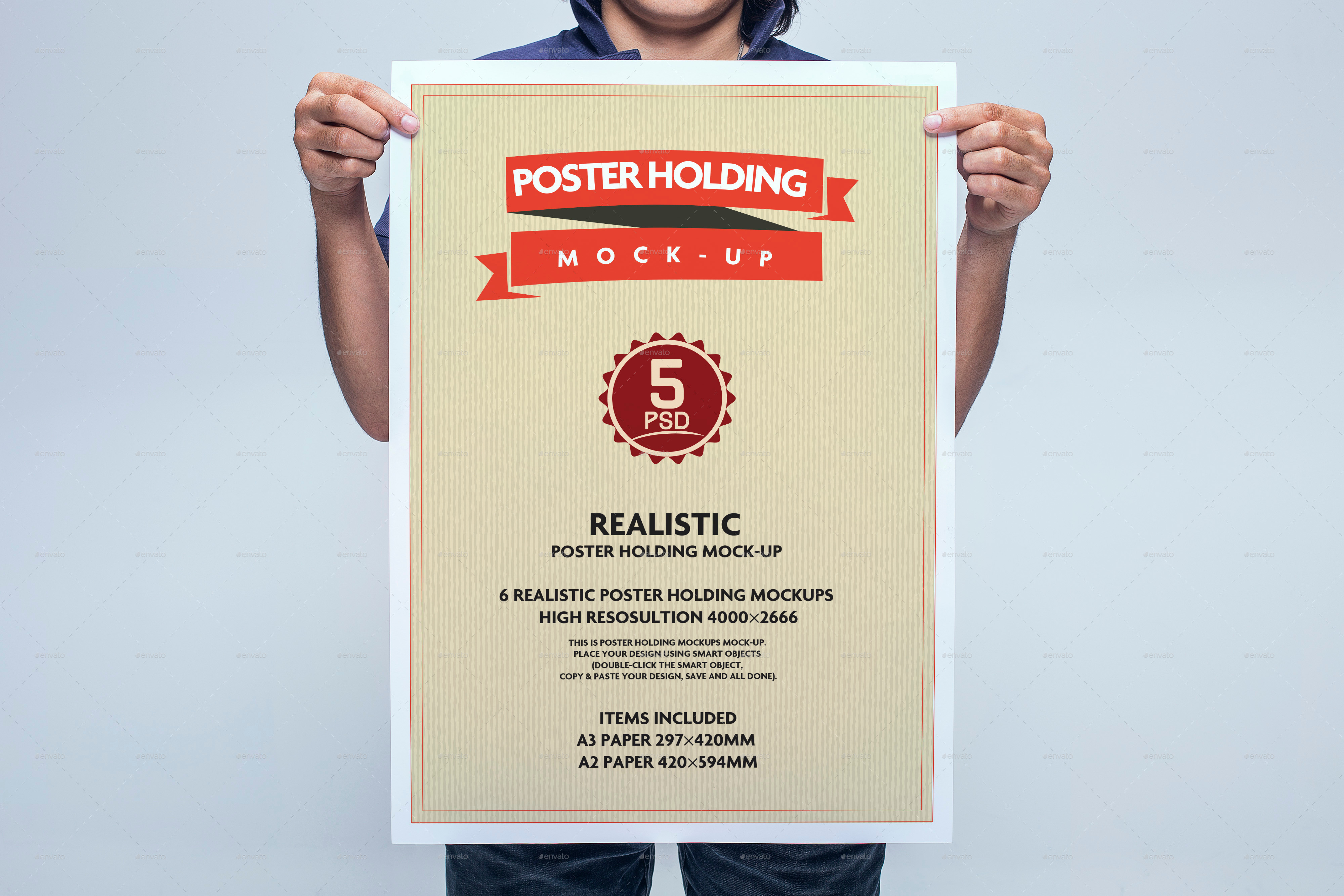 realistic poster holding mock up by xepeec graphicriver poster mock up