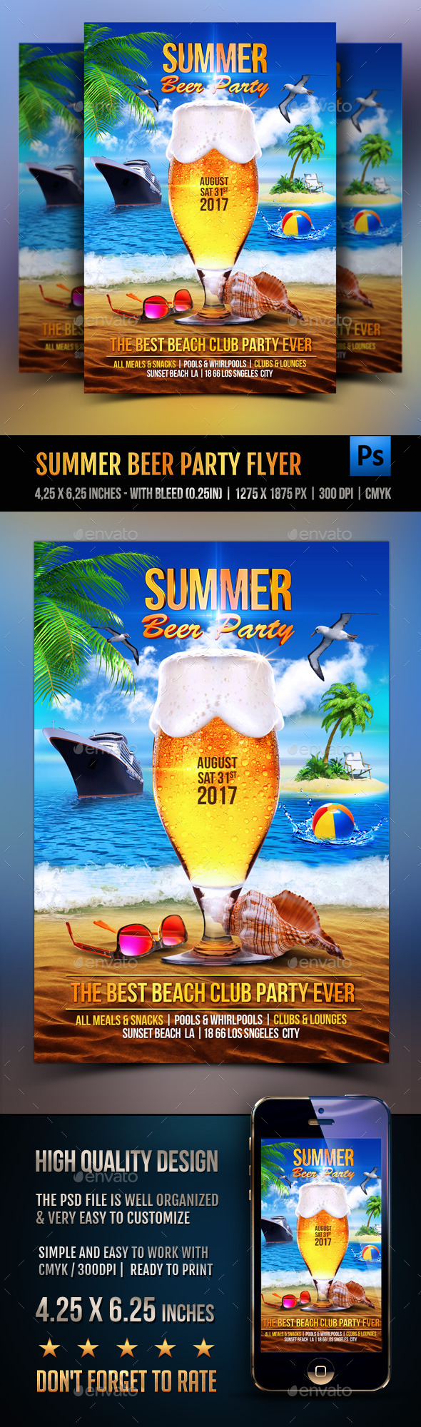 Summer Beer Party Flyer - Clubs & Parties Events