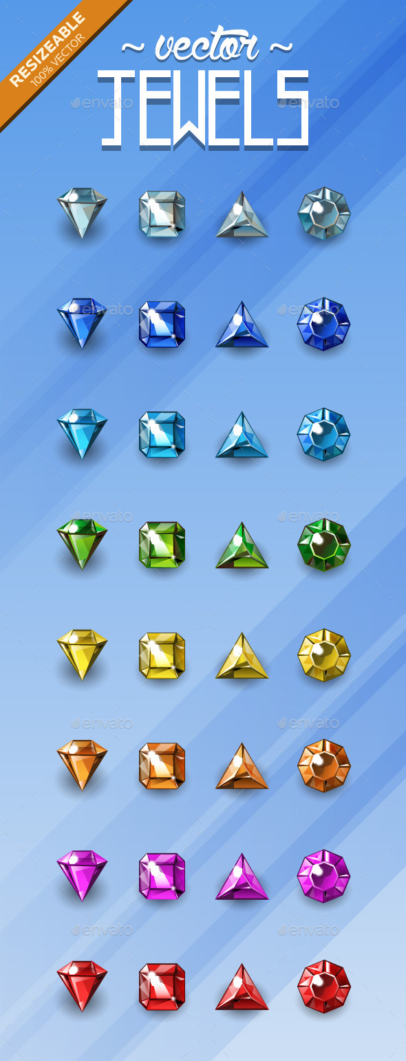 Game Jewel Sprites - Vector - Sprites Game Assets