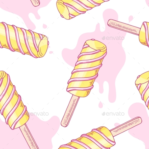 Seamless Pattern With Hand Drawn Twisted Fruity - Patterns Decorative