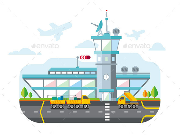 Airport Modern Flat Design - Buildings Objects
