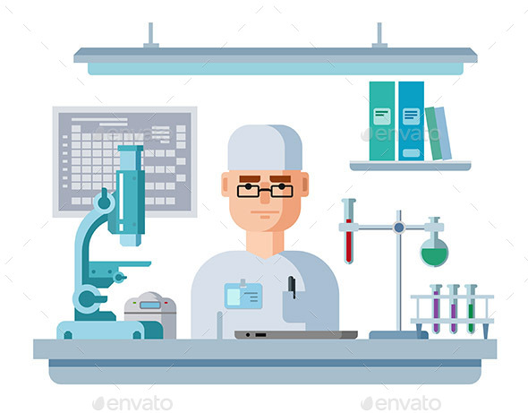 Doctor Sits In Laboratory - Health/Medicine Conceptual
