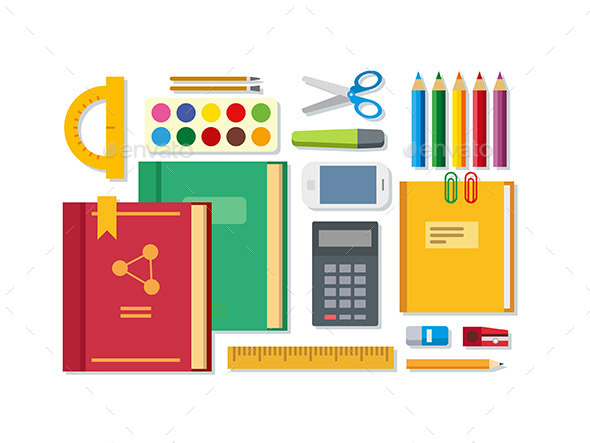School Education Items on Table - Man-made Objects Objects