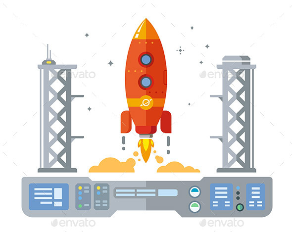 Rocket Startup Flat Design Concept - Miscellaneous Vectors