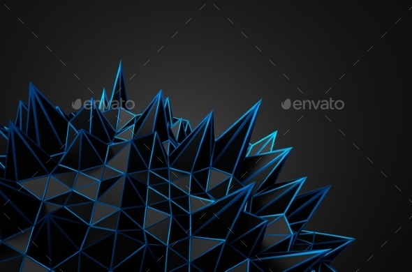 Abstract 3D Rendering Of Black Chaotic Structure - Tech / Futuristic Backgrounds