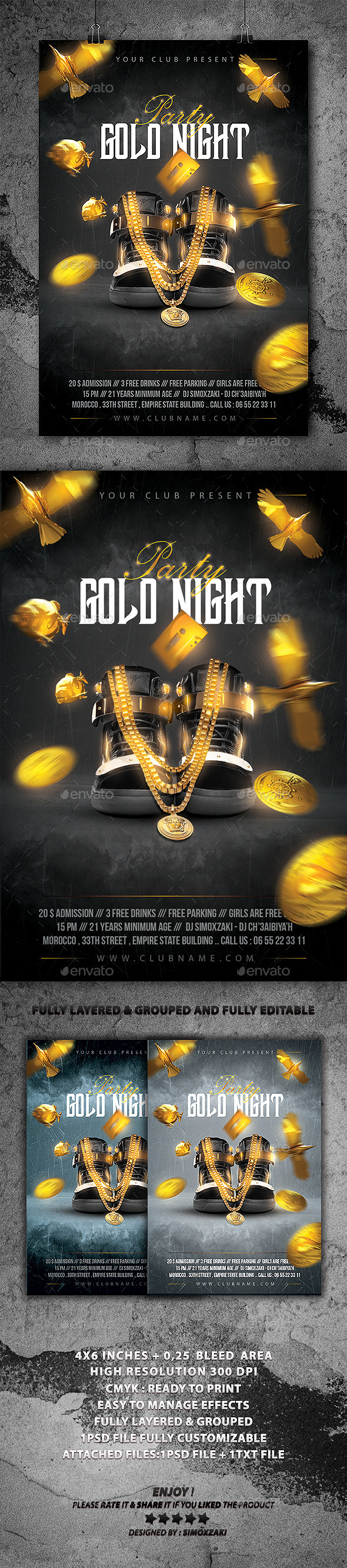 Gold Night Party flyer - Events Flyers