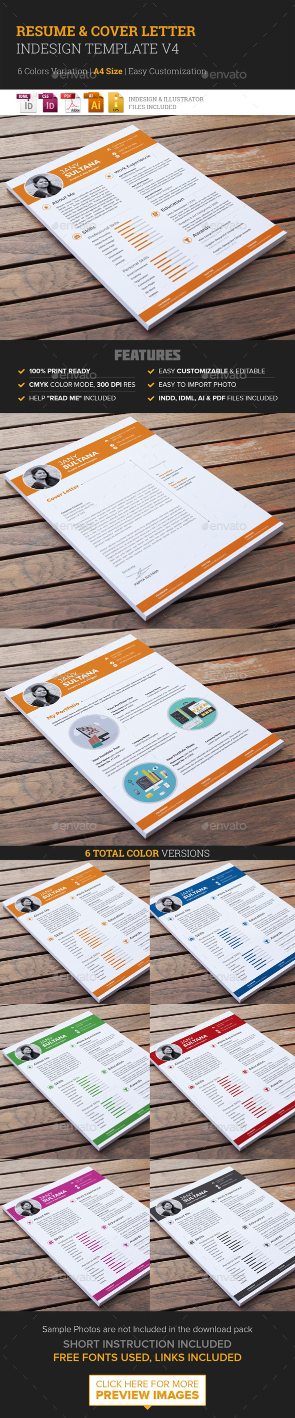 Resume & Cover Letter Template v4 - Resumes Stationery