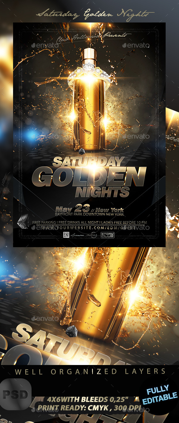 Saturday Golden Nights - Events Flyers