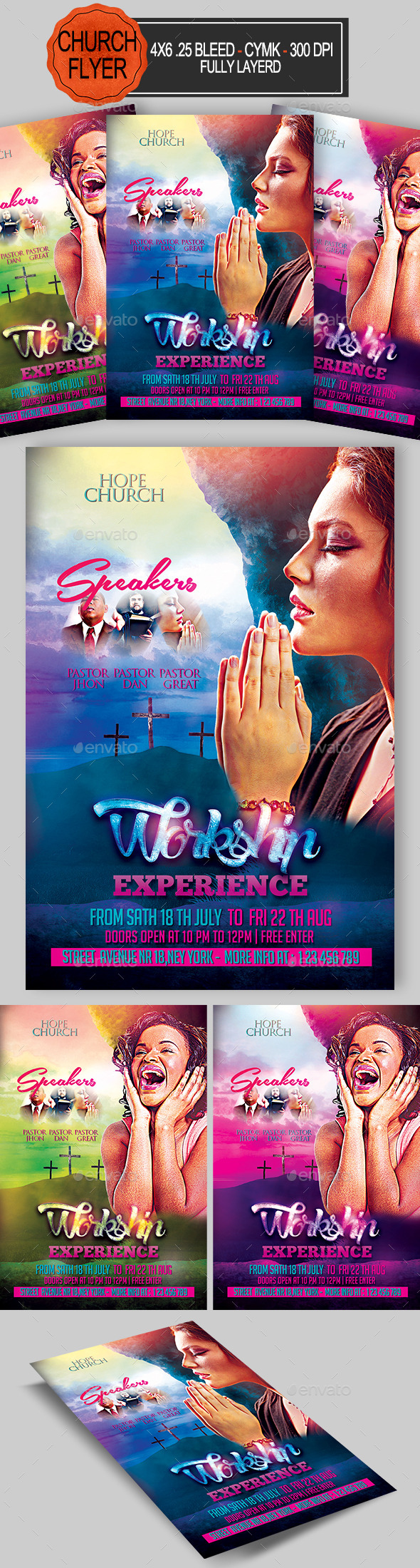 Worship Church Flyer - Church Flyers