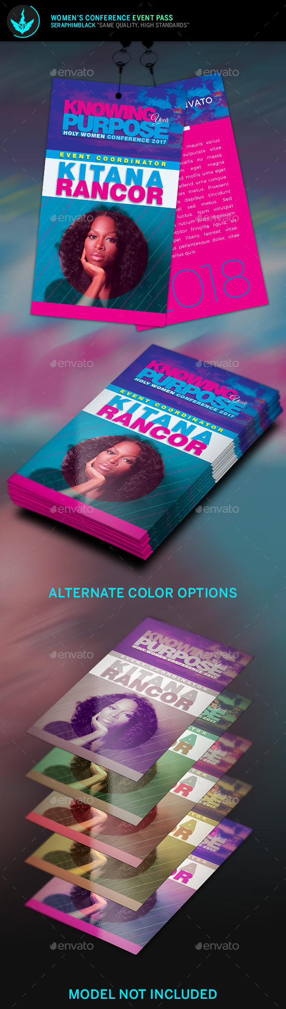 Women's Conference Event Pass Template - Miscellaneous Print Templates