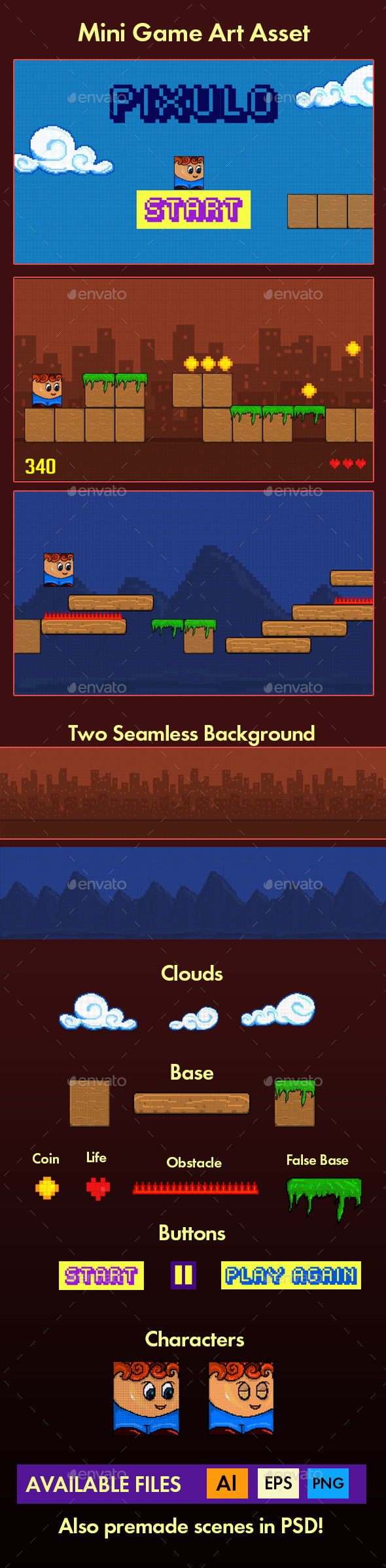 Mini Game Art PIxelstyle - Game Kits Game Assets