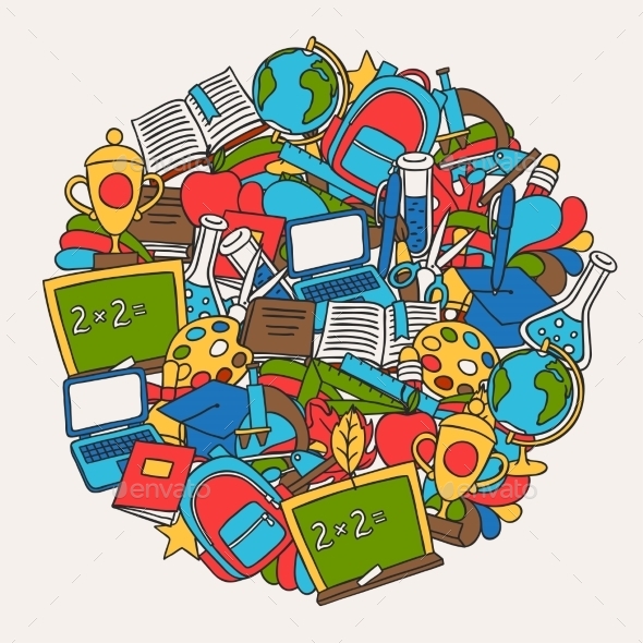 School Background With Education Hand Drawn - Industries Business