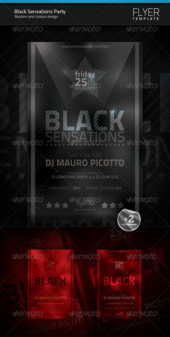 Black Sensations Party Flyer - Clubs & Parties Events