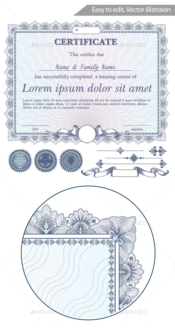 Vector Blue Certificate Or Coupon Template With Ad - Decorative Vectors