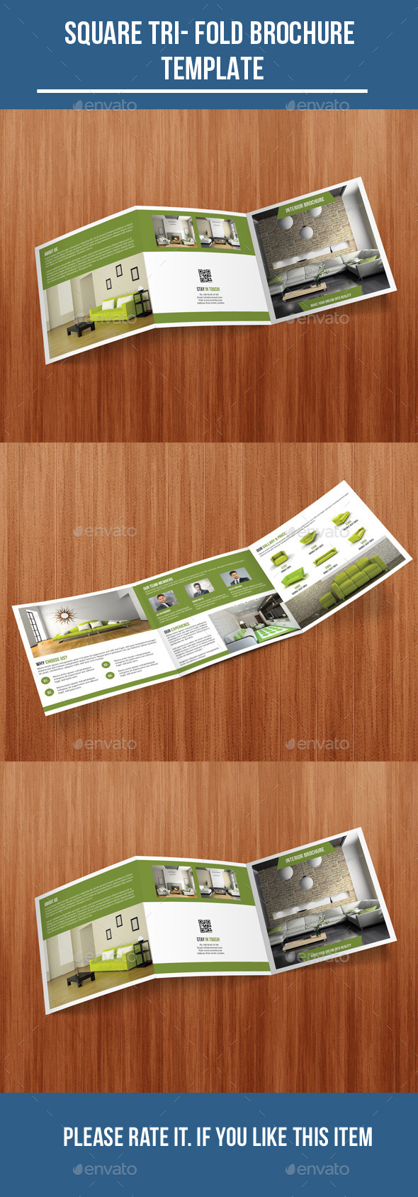 Square Tri- Fold Interior Brochure - Corporate Brochures