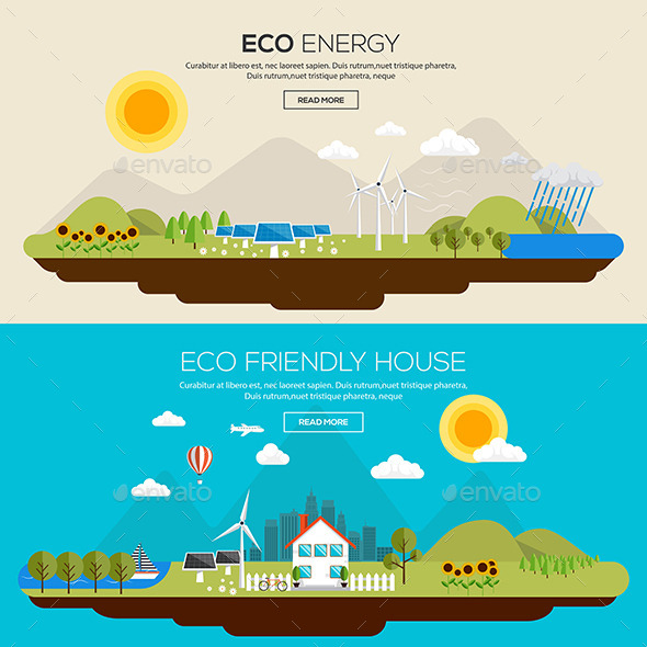 Flat Designed Banners Concept - Landscapes Nature