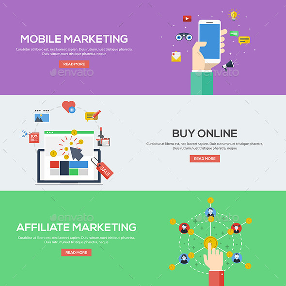 Flat Design Concept Banners - Services Commercial / Shopping