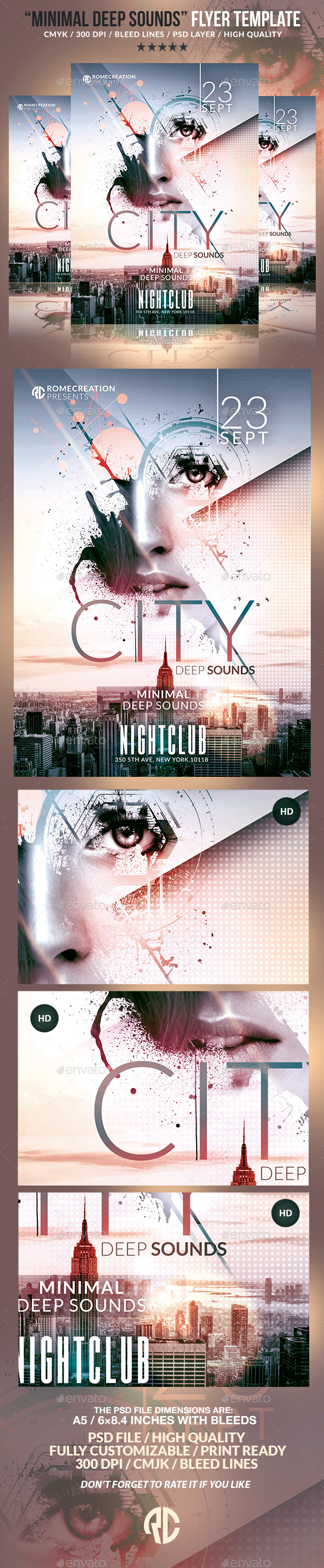 Minimal Deep Sounds | Psd Flyer Template - Flyers Print Templates