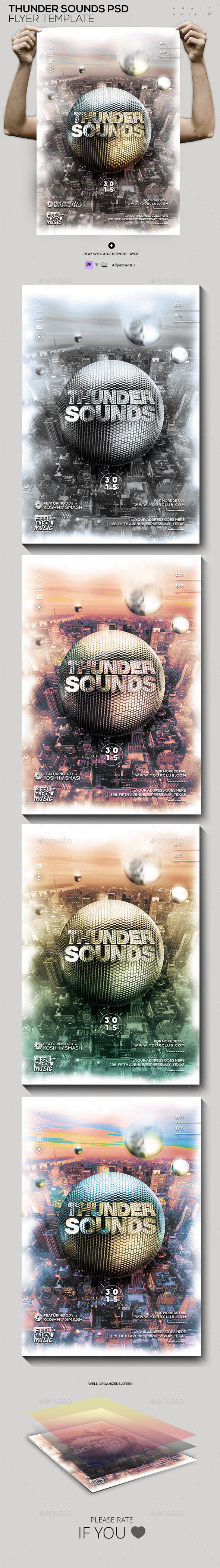 Thunder Sounds PSD Template - Events Flyers