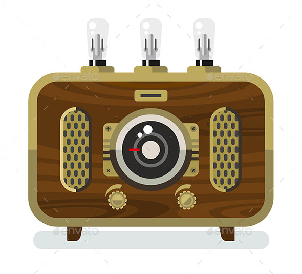 Vintage Radios In Flat Style - Communications Technology