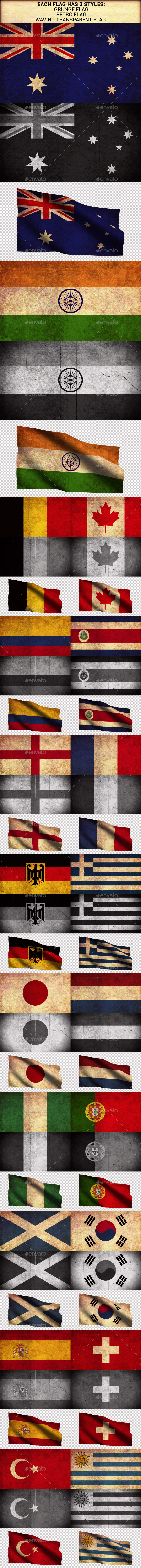 World Flags Grunge and Retro (Part 1) - Urban Backgrounds