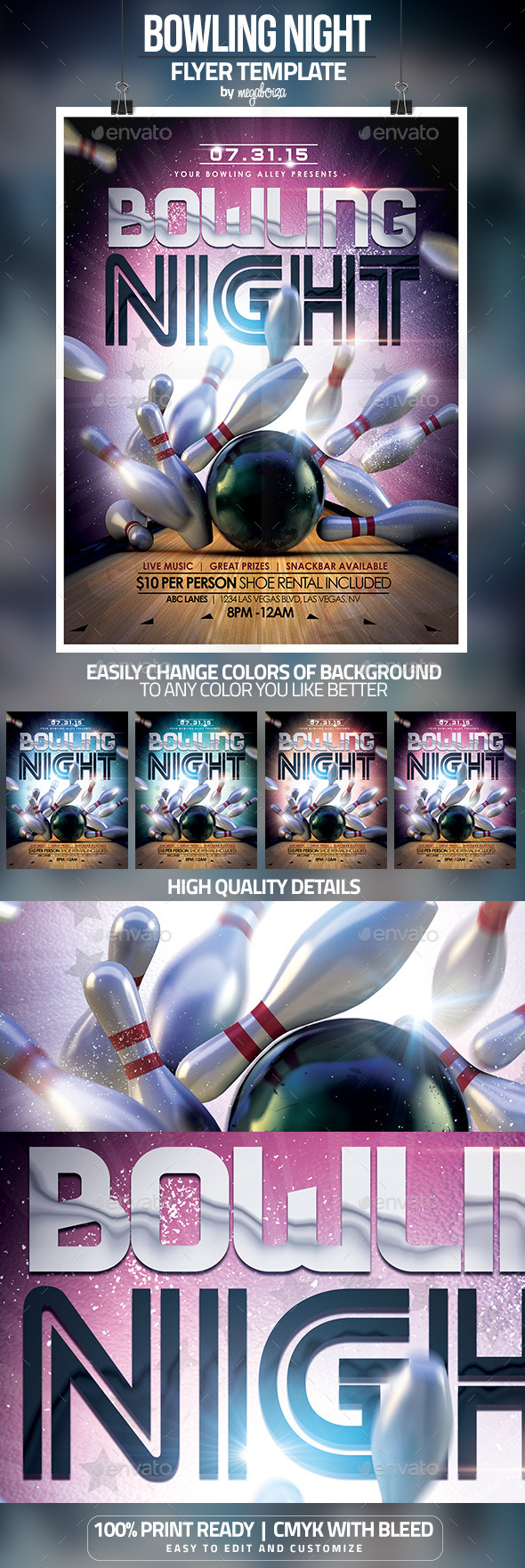 Bowling Night Flyer / Poster Template - Sports Events