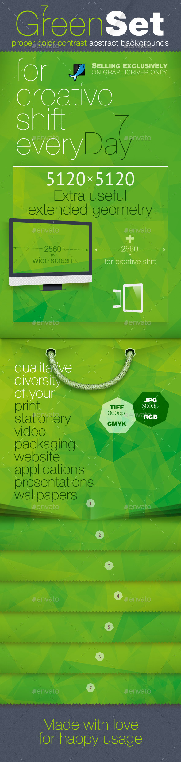 Green Polygon Backgrounds — CMYK and RGB