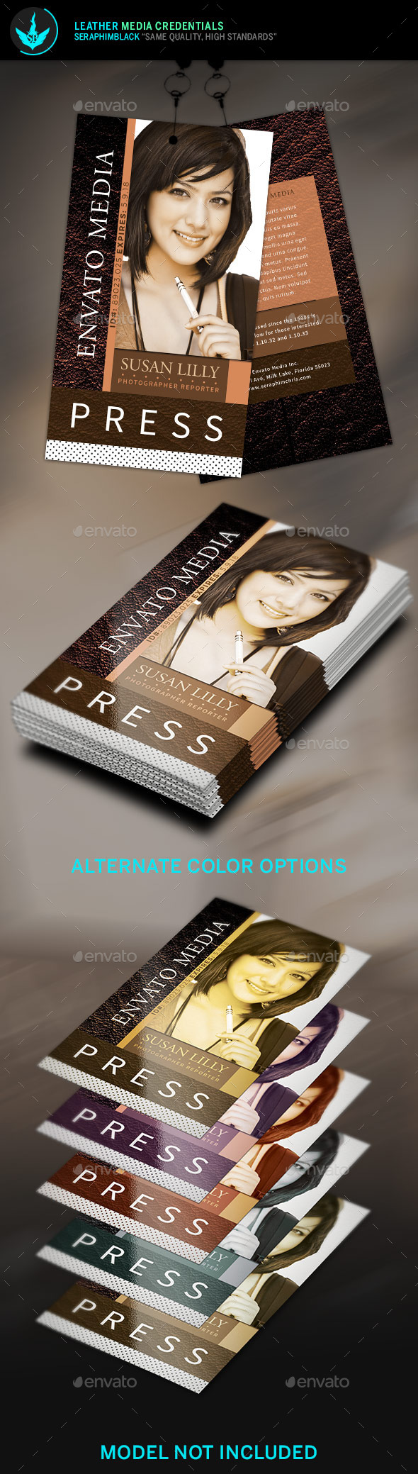 Leather Media Credentials Template - Miscellaneous Print Templates