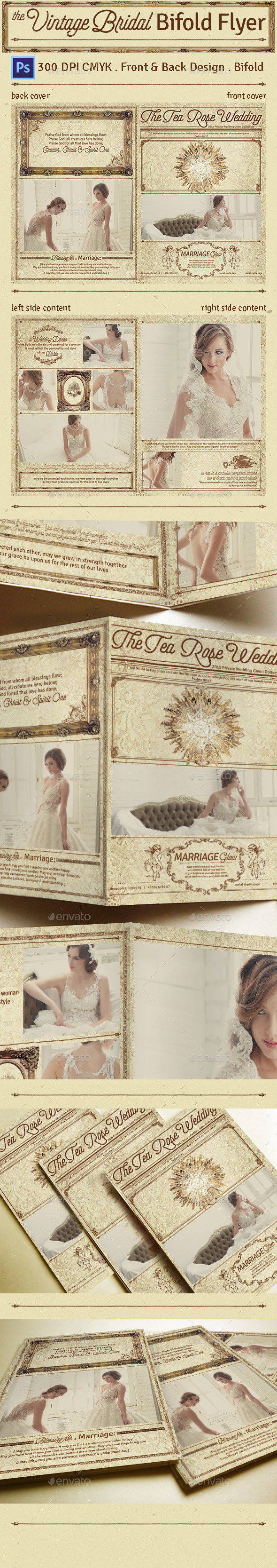 Vintage Bridal Bifold Flyer - Flyers Print Templates