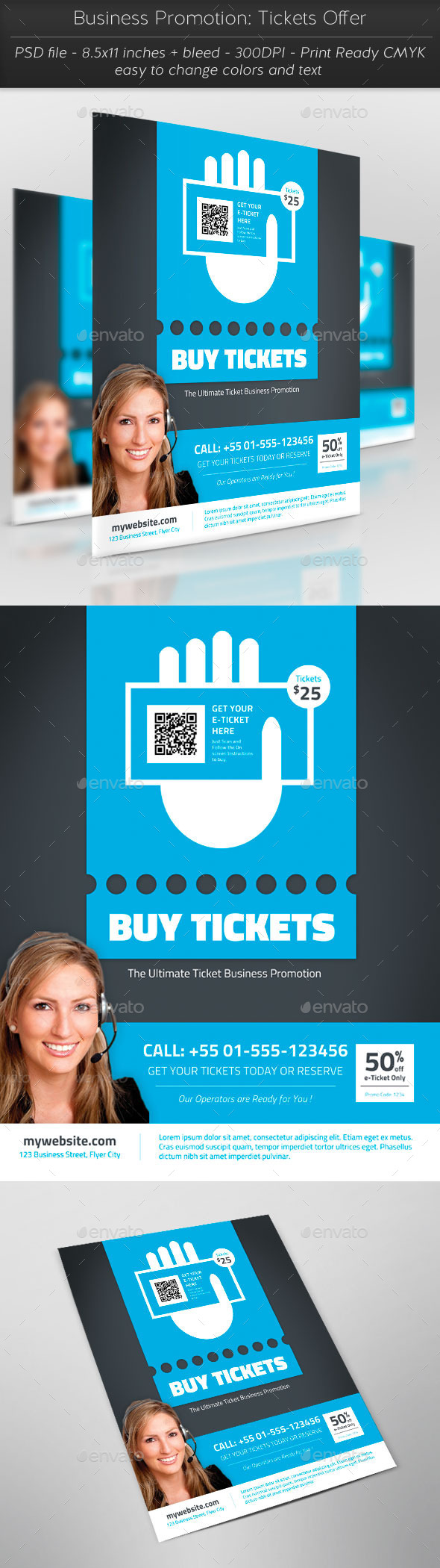 Business Promotion: Tickets Offer - Flyers Print Templates