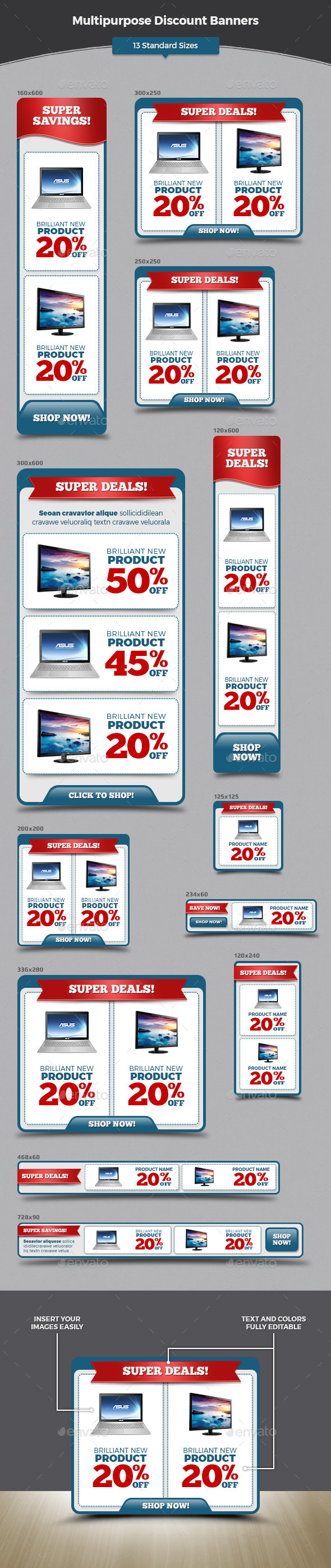 Multipurpose Discount Banners - Banners & Ads Web Elements