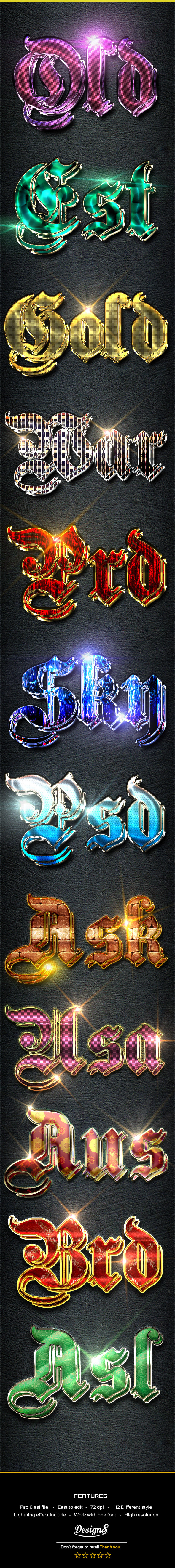 12 Premium Big Classic Text Effect Style - Text Effects Styles