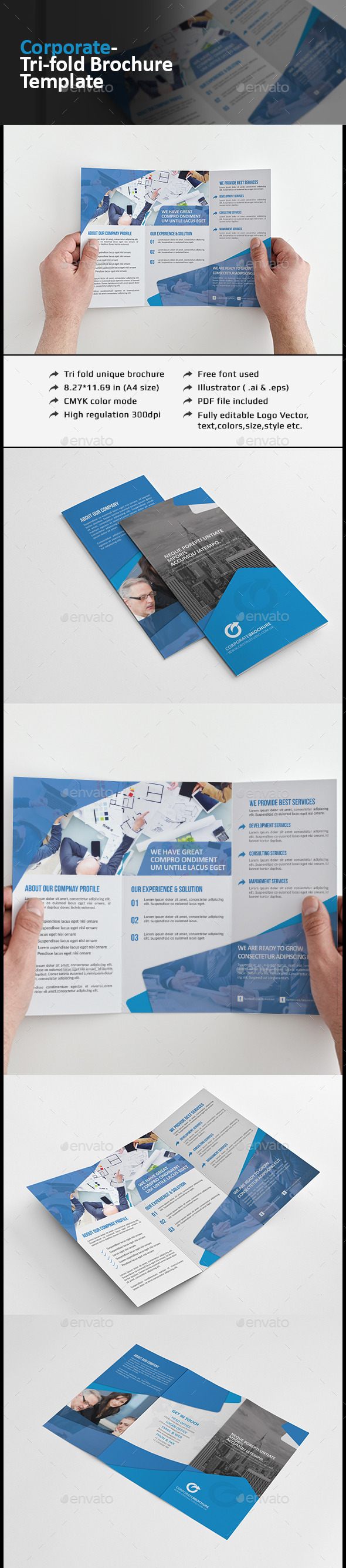 Corporate Tri-fold Brochure Template - Corporate Brochures