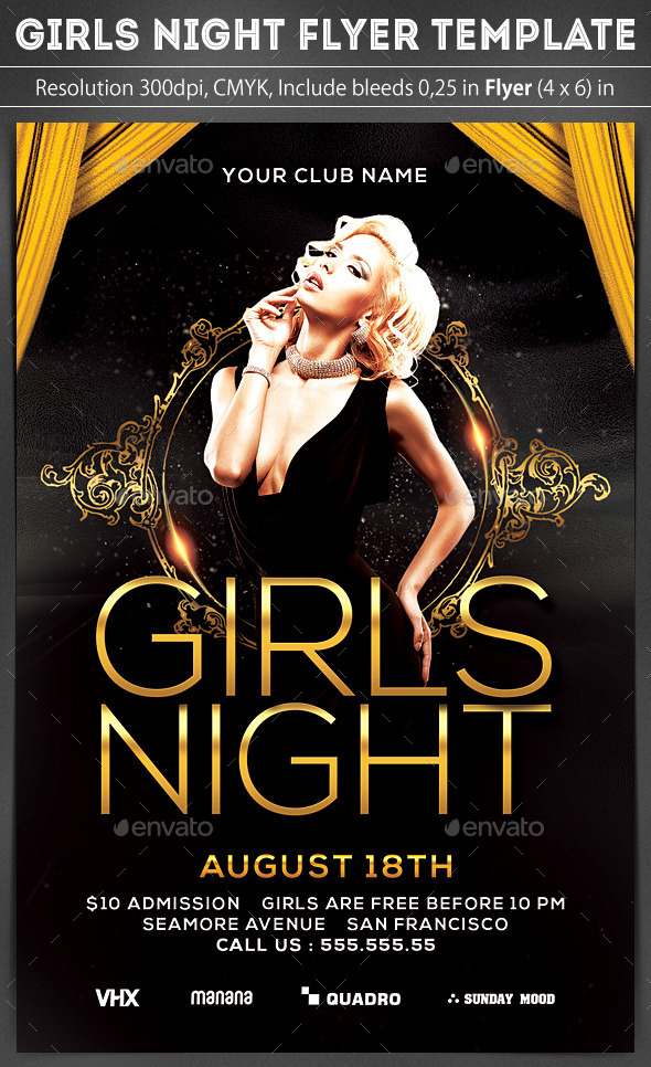 Girls Night Flyer - Clubs & Parties Events