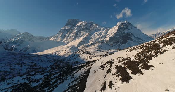 Large Snowy Rock Formations Andes Mountains Cajon De Maipo Chile alt