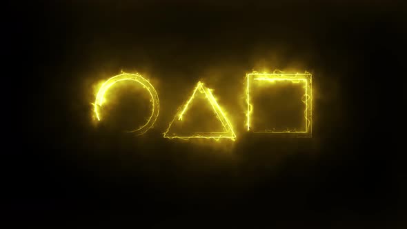 Abstract seamless circle, triangle, square outline animation. Animation of a glowing neon alt