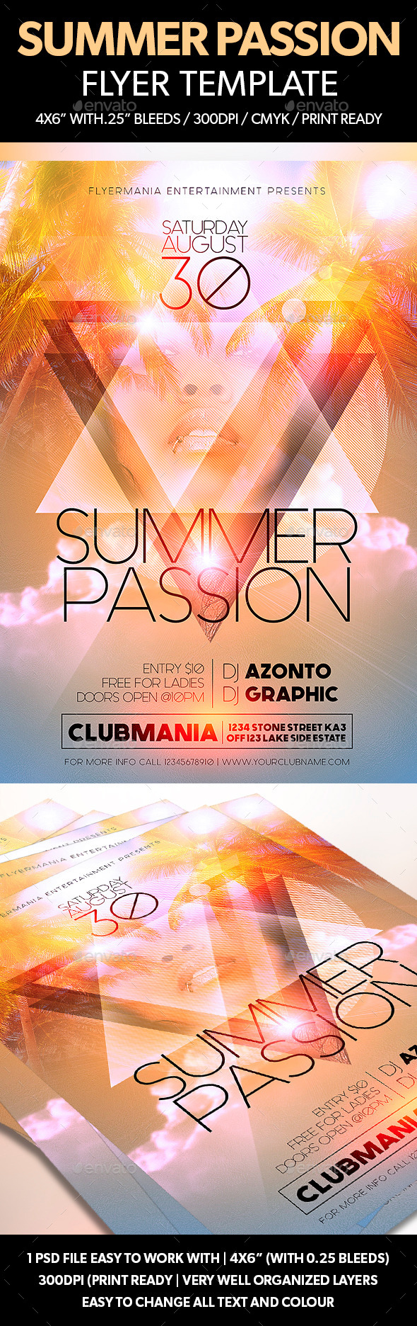 Summer Passion Flyer Template - Clubs & Parties Events