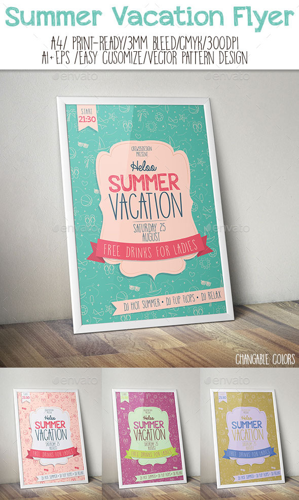 Summer Vacation Flyer - Flyers Print Templates