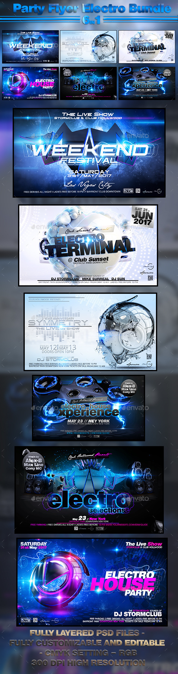 Party Flyer Electro Bundle - Events Flyers